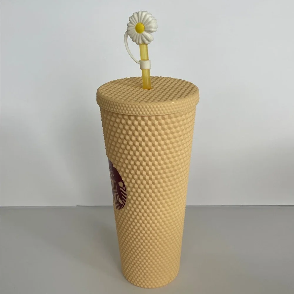 Starbucks‎ Matte Butter Yellow Studded Tumbler with Daisy Straw Cover